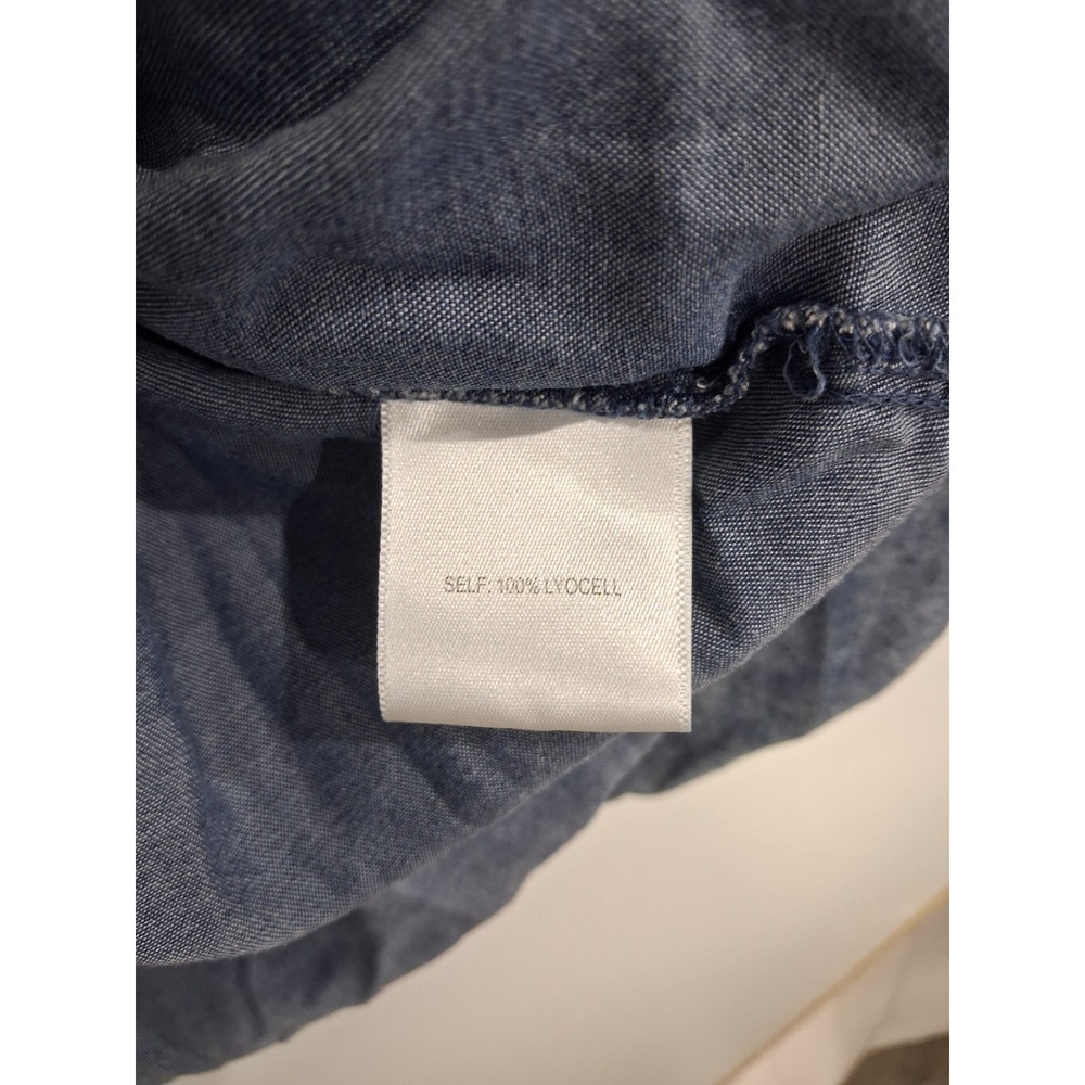 Jane + Delancey Womens 2X Blue Acid Wash Lyocell Pintuck Roll Tab Button Top - Picture 7 of 7